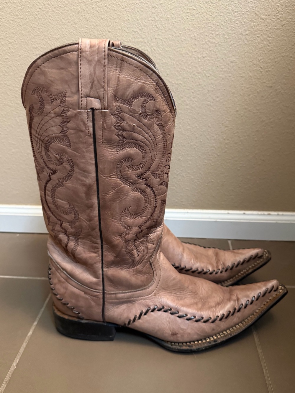 JAR BOOTS Mexican Embroidered Boots Men’s Leather Snip Toe SZ 9 Western Mex 28